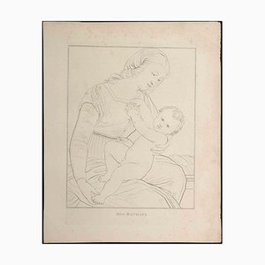 Acquaforte originale di Thomas Holloway, Mother and Baby After Raphael, 1810