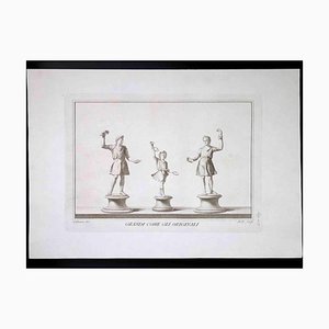 Carlo Nolli, Ancient Roman Statues with Grails, Original Etching, 18th Century