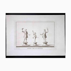 Carlo Nolli, Antike Römerstatuen mit Gral, Original Radierung, 18. Jh