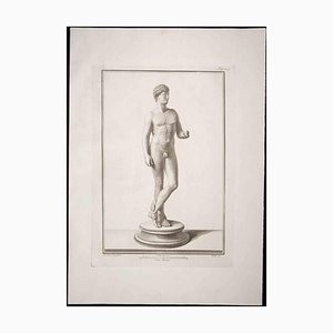 Carlo Nolli, Hermes as Ancient Roman Estatua, Grabado original, siglo XVIII