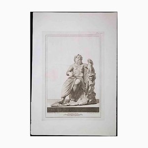 Pietro Campana, Estatua romana antigua, Grabado original, siglo XVIII