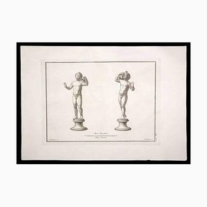 F. Morghen, Statues Romaines Antiques, Gravure Originale, 18ème Siècle