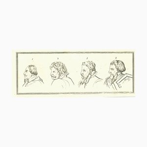 Thomas Holloway, Heads of Men, Incisione originale, 1810