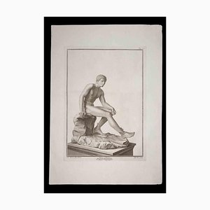 Nicola Fiorillo, Hermes, Ancient Roman Statue, Original Etching, 18th Century