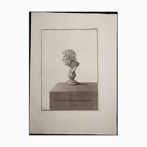 Nicola Fiorillo, Ancient Roman Bust, Original Etching, 18th Century