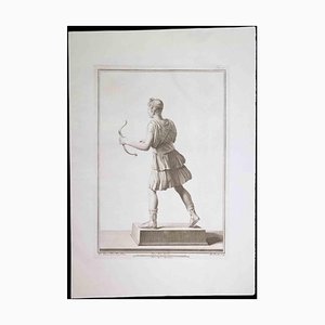 Nicola Fiorillo, Statue Romaine, Gravure Originale, 18ème Siècle