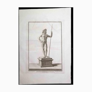 Francesco Cepparoli, Statue Romaine, Gravure Originale, 18ème Siècle