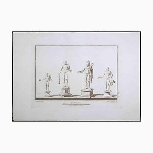 Giacomo Casanova, Ancient Roman Statues, Original Etching, 18th Century