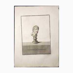 Giovanni Morghen, Busto romano antiguo, Grabado original, siglo XVIII