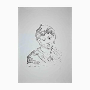 Corrado Cagli, Retrato, Litografía original, 1968