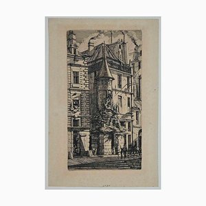 Charles Meryon, Tourelle de la Rue de la Tixeranderie, Grabado original, 1852