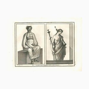 Giovanni Morghen, Statues Romaines Antiques, Gravure Originale, 18ème Siècle