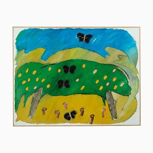 Claudio Bissattini, Representation of the Countryside, Original Acrylic on Canvas, 1980s