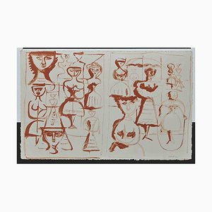 Massimo Campigli, Carte de Voeux, Late 20th Century, Original Lithograph