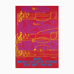 Nach Keith Haring, Montreux Jazz Festival, Original Siebdruck auf Karton, 1986