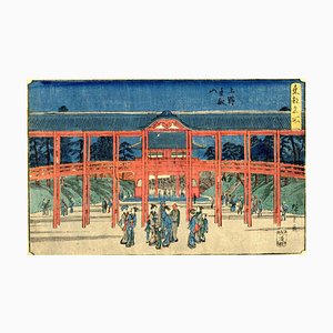 Utagawa Hiroshige, Toeizan Temple in Ueno, Original Woodcut, 1840s