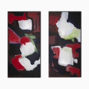 Giorgio Lo Fermo, Abstract Compositions, Original Oil on Canvas Paintings, 2010, Set of 2