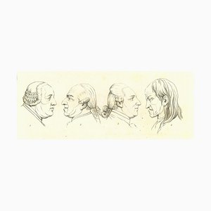 Thomas Holloway, Heads of Men, Original Etching, 1810