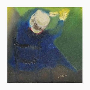 Roberto Cuccaro, Card Players, Original Oil on Cardboard, 2000s