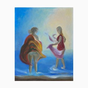 Roberto Cuccaro, Women at the Shore, Original Oil on Canvas, 2000s