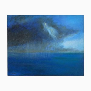 Roberto Cuccaro, Thunderstorm at Sea, Original Oil on Canvas, 2000s