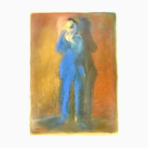 Roberto Cuccaro, The Cigarette, Original Gouache on Paper, 2000s