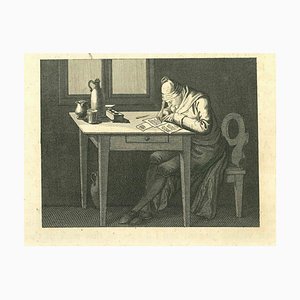 Thomas Holloway, Portrait of Man While Writing, Original Etching, 1810