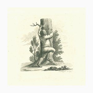 James Neagle, Ein Junge, der auf einen Baum klettert, Original Radierung, 1810