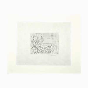 Mino Maccari, At the Sea, Grabado original, mediados del siglo XX