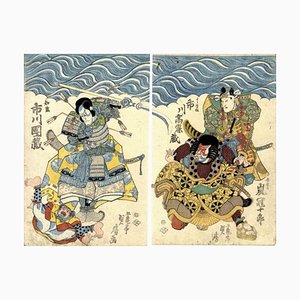 Utagawa Sadafusa, Actors, Original Woodcut Print, 1820s