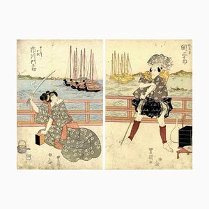 Utagawa Toyokuni, Orientalische Szene, Original Holzschnitt, 1820er