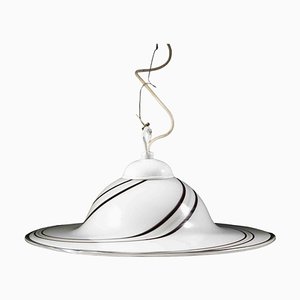 Lampe à Suspension en Verre de Murano Noir et Blanc, milieu du 20ème Siècle