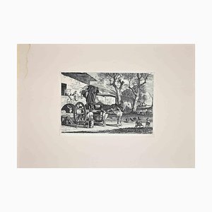 After Charles Coleman, Roman Countryside with the Carriage, Original Etching, 1992