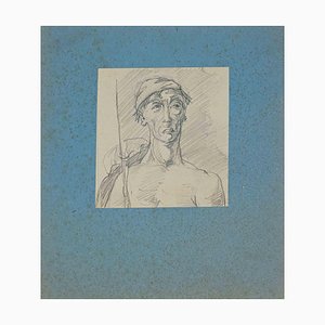 Desconocido, retrato, dibujo a lápiz original, principios del siglo XX