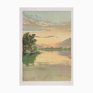 Lithographie Mario Sportelli, Sunrise on the Lake, 1970s