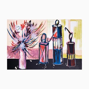Flor David, Vasi e candele, Litografia originale, anni '70