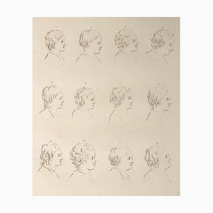 Thomas Holloway, Profiles of Men and Women, Original Etching, 1810