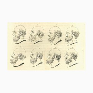 Thomas Holloway, Heads of Man, Original Etching, 1810