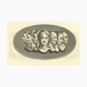 Thomas Holloway, Heads of Women, Grabado original, 1810