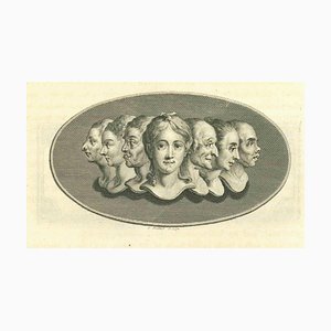 Thomas Holloway, Heads of Women, Original Etching, 1810