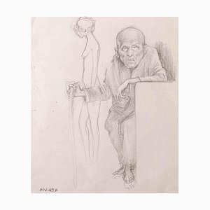 Leo Guida, Man, Original Pencil Drawing, 1960s
