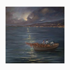 Adriano Bernetti da Vila, Lights in the Gulf of Naples, Original Oil on Canvas, 2018