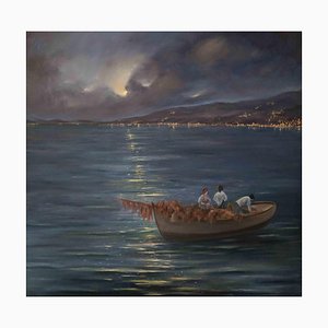 Adriano Bernetti da Vila, Luces en el golfo de Nápoles, Óleo sobre lienzo original, 2018