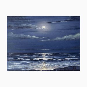 Adriano Bernetti da Vila, Sea Nocturne, Original Oil on Canvas, 2018