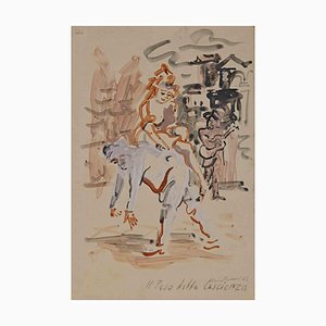 Mino Maccari, The Weight on the Conscience, Original Tempera, 1942