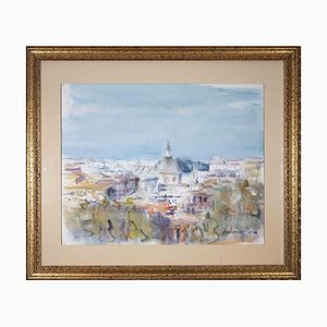 Alfonso Avanessian, View of Rome, Original Oil on Canvas, 1990s, Framed