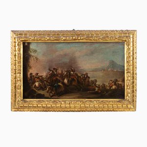 Unknown, Battle Scene, 18th Century, Oil on Canvas, Framed