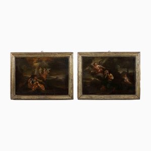 Huile sur Toile, Artiste Italien, Scènes Religieuses, 18ème Siècle, Set de 2