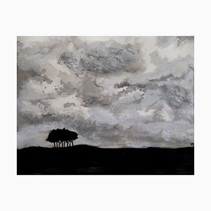 Anna Maria Caboni, Clouds, acrílico original sobre cartón, 2014