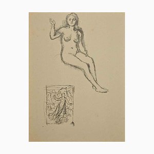 Pierre Puvis de Chavannes, Akt, Original Lithographie, spätes 19. Jh